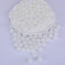 Honeyhandy Round Silicone Focal Beads, Chewing Beads For Teethers, DIY Nursing Necklaces Making, White, 15mm, Hole: 2mm