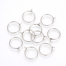 Honeyhandy 304 Stainless Steel Hoop Earrings, Stainless Steel Color, 18~19x15x0.5mm, Inner Diameter: 14mm, 24 Gauge