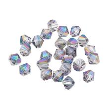 ARRICRAFT 50pcs Imitation Austrian Crystal Glass Beads Faceted Round Bicone Clear Grade AAA Beads for Jewelry Craft Making 6mm Hole: 1mm Ab Colorful