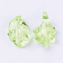 Honeyhandy Transparent Acrylic Pendants, Leaf, Light Green, 24x15x5mm, Hole: 1.5mm, about 660pcs/500g