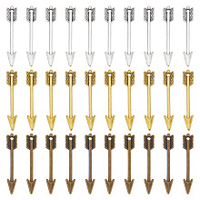 SUNNYCLUE 60Pcs 3 Colors Tibetan Style Pendants, Arrow, Cadmium Free & Nickel Free & Lead Free, Mixed Color, 29x5x2mm, Hole: 2mm, 20pcs/color