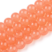 Honeyhandy Baking Painted Imitation Jade Glass Round Bead Strands, Light Salmon, 8.5~9mm, Hole: 1.5mm, about 105pcs/strand, 31.8 inch