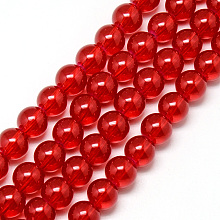 Honeyhandy Baking Painted Glass Beads Strands, Imitation Opalite, Round, Red, 8mm, Hole: 1.3~1.6mm, about 100pcs/strand, 31.4 inch