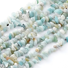 Honeyhandy Natural Gemstone Bead Strand, Flower Amazonite Chip Beads, 5-8mm wide, Each strand measure about 32~32.5 inch long, hole: about 0.3mm