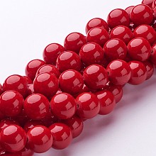 Honeyhandy Natural Mashan Jade Round Beads Strands, Dyed, Red, 12mm, Hole: 1mm, about 34pcs/strand, 15.7 inch