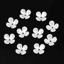 Honeyhandy 4-Petal ABS Plastic Imitation Pearl Bead Caps, Flower, Creamy White, 10.5x10.5x4.5mm, Hole: 1.5mm