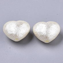 Honeyhandy ABS Imitation Pearl Acrylic Beads, Heart, Floral White, 16x19x11mm, Hole: 2mm