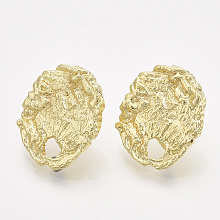 Honeyhandy Alloy Stud Earring Findings, with Steel Pins and Hole, Oval, Light Gold, 22x18.5mm, Hole: 3.5x4mm, Pin: 0.7mm