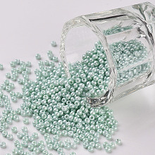 FGB 11/0 Baking Paint Glass Seed Beads, Round, Azure, 2.3x1.5mm, Hole: 1mm, about 5300pcs/50g