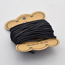 Honeyhandy Black Waxed Cotton Cord, 2mm in diameter