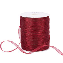 Organza Ribbon, Galloon, Dark Red, 1/4 inch(6mm); 500yards/Roll(457.2m/Roll)