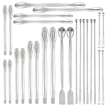 Olycraft 304 Stainless Steel Lab Spoon Spatula, Double-end, Laboratory Sampling Spoon, Mixing Spatula, Lab Equipment, Stainless Steel Color, 26pcs/bag