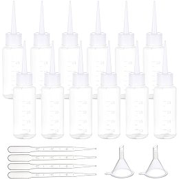 BENECREAT 30pcs 1.3oz/40ml Plastic Squeeze Bottles with Measurements and Tip Cap, Empty Plastic Bottle with Funnel(2pcs) and Dropper(4pcs) Good For Crafts, Art, Glue, Multi Purpose