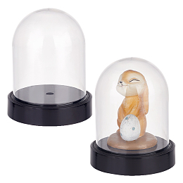 PandaHall Elite 2 Set Dome Display Case, Cloche Bell Jar with Base Clear Decorative Dome for Christmas DIY Snow Globes Collectibles Tabletop Centerpiece, 3.5x4.3 inch