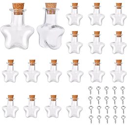 SUNNYCLUE 20Pcs Star Shape Tiny Bottle Charms Mini Wish Glass Bottles Small Potion Bottle with Cork Stopper & 20Pcs Eye Pin Peg Bails for DIY Jewellery Pendants Making Crafts Party Decor