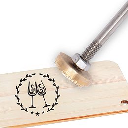 OLYCRAFT Wood Leather Cake Branding Iron 1.2" Branding Iron Stamp Custom Logo BBQ Heat Stamp with Brass Head and Wood Handle for Woodworking, Baking and Handcrafted Design - Cheers