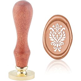 CRASPIRE Wax Seal Stamp Flower Pattern Oval Wax Sealing Stamp Retro Vintage Brass Head Wooden Handle Removable for Halloween Wedding Invitations Envelopes Party Christmas Xmas Gift Wrap