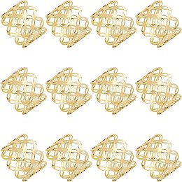 FINGERINSPIRE Hollow Out Napkin Rings Set of 12, 42.5mm Inner Diameter Golden Cutout Napkin Rings Metal Napkin Rings Iron Napkin Holder Adornment for Place Settings, Wedding & Party Decoration