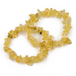 Honeyhandy Unisex Chip Natural Citrine(Dyed & Heated) Beaded Stretch Bracelets, Inner Diameter: 1-3/4~2 inch(4.5~5cm)