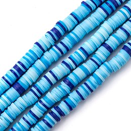 Honeyhandy Handmade Polymer Clay Beads Strands, for DIY Jewelry Crafts Supplies, Heishi Beads, Disc/Flat Round, Dark Blue, 6x0.5~1mm, Hole: 1.8mm, about 290~320pcs/strand, 15.75 inch~16.14 inch(40~41cm)