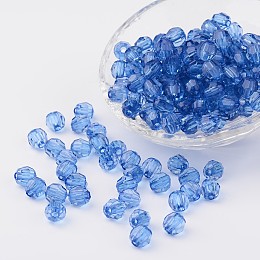 Honeyhandy Transparent Acrylic Beads, Faceted, Round, Cornflower Blue, 8mm, Hole: 1.5mm, about 1800pcs/500g