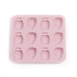 Honeyhandy Food Grade Silicone Molds, Fondant Molds, Ice Cube Molds, For DIY Cake Decoration, Chocolate, Candy, UV Resin & Epoxy Resin Jewelry Making, Strawberry & Pineapple, Pink, 145x130x14.5mm, Strawberry: 34.5x26.5mm, Pineapple: 31x24.5mm