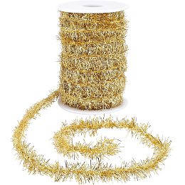 PandaHall Elite 20 Yards Gold Tinsel Garland, Party Garland Thin Glitter Tinsel Metallic Holiday Tinsel Garland Decor for Christmas Tree Birthday Party Wedding Decorations Supplies