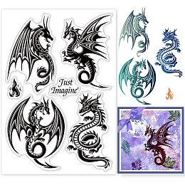 GLOBLELAND Dragon Silicone Clear Stamp Oriental Style Transparent Silicone Stamp Tree Dragon Rubber Stamp for Scrapbook Journal Card Making 4.3 x 6.3 Inch