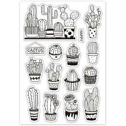 GLOBLELAND Potted Cactus Clear Stamps Transparent Silicone Stamp Seal for Card Making Decoration and DIY Scrapbooking