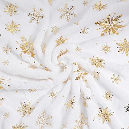 BENECREAT 2x0.9Yard White Velvet Fabric with Gold Snowflake Pattern, Bling Fabric for DIY Handmade Sewing Birthday Party Supplies Party Decorations, 0.8mm Thick