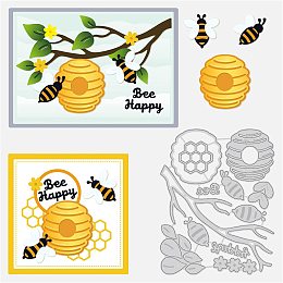 BENECREAT 5.5x4.5 Honey Bee Cutting Dies, Flower Branches Cut Stencils for DIY Crafts Scrapbook Decorative Embossing