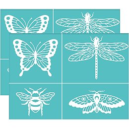 OLYCRAFT 2 Pcs 7.7x5.5 Inch Insect Self-Adhesive Silk Screen Printing Stencil Bee Butterfly Dragonfly Moth Mesh Transfer Stencil Reusable Silk Screen Stencil for Painting on Wood T-Shirt Fabric