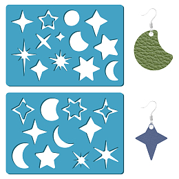 GORGECRAFT Acrylic Earring Handwork Template, Card Leather Cutting Stencils, Deep Sky Blue, Star Pattern, 130x90x2mm, 2pcs/set