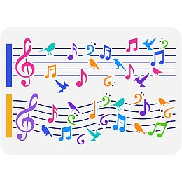 FINGERINSPIRE Music and Birds Painting Stencil 11.7x8.3 inch Music Note Pattern Drawing Template Reusable PET Hollow Out Painting Stencil for DIY Art Painting on Walls Wood Furniture Crafts