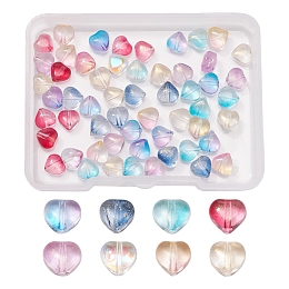 ARRICRAFT 100Pcs 10 Colors Electroplate Glass Beads, with Glitter Powder, Heart, Mixed Color, 5.5x6x3.7mm, Hole: 0.8mm, 10pcs/color