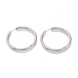 Honeyhandy Tarnish Resistant 201 Stainless Steel Huggie Hoop Earrings, with 304 Stainless Steel Pin, Hypoallergenic Earrings, Ring, Stainless Steel Color, 35x3mm, 9 Gauge, Pin: 1mm