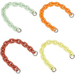 PandaHall Elite 4 Colors Acrylic Bag Chain 10.8"/27.5cm Purse Strap Handle Short Bag Chains with Spring Gate Rings for DIY Bag Purse Handbag Cross-Body Decoration, 4pcs/Set