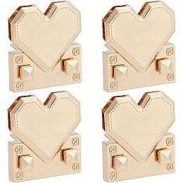 WADORN 4 Sets Tuck Lock Clasp Catch, Purse Thumb Lock Heart Shape Metal Clasp Locks Handbag Press Lock Buckle Fasteners Latches for DIY Leather Craft Shoulder Bag Briefcase Making, 1.3×1.4 Inch