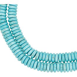 Arricraft about 236 Pcs 2 Strands Turquoise Beads, Flat Oval Synthetic Turquoise Beads Undyed Stone Center Drilled Beads for DIY Bracelet Necklace Jewelry Making 10x3mm