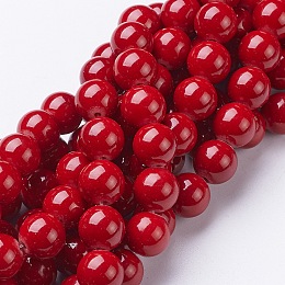 Honeyhandy Natural Mashan Jade Round Beads Strands, Dyed, Red, 10mm, Hole: 1mm, about 41pcs/strand, 15.7 inch