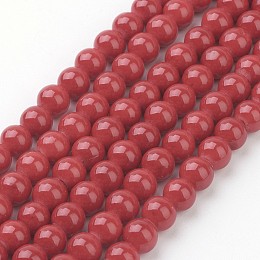 Honeyhandy Natural Mashan Jade Round Beads Strands, Dyed, Dark Red, 6mm, Hole: 1mm, about 69pcs/strand, 15.7 inch