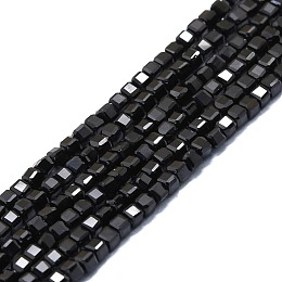 Honeyhandy Natural Black Spinel Beads Strands, Faceted, Cube, 2x2x2mm, Hole: 0.6mm, about 182pcs/strand, 15.16''~15.55''(38.5~39.5cm)