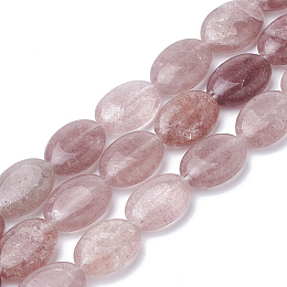 Honeyhandy Natural Strawberry Quartz Beads Strands, Oval, 18~18.5x13x6mm, Hole: 1mm, about 22pcs/strand, 15.7 inch