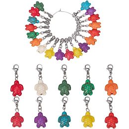 SUNNYCLUE Turtle Beads Stitch Markers, 20Pcs Crochet Knitting Markers with Lobster Clasp Charms for Sewing Quilting