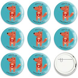 GLOBLELAND 9 Pcs Vaccine Button Pins I Got Vaccinated Covid-19 Buttons Fox Pattern for Men's/Women's Brooches or Doctors, Nurses, Hospitals, 2-1/4 Inch