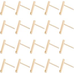 DICOSMETIC 40Pcs Rectangle Posts Stud Earring Rectangle Ear Studs with Hole Golden EarringsSupplies with Loop Brass Dangle Earring Supplies for DIY Earring Making, Hole: 0.8mm, pin: 0.7mm