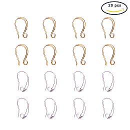 PandaHall Elite 20 Pcs Brass Earring Hooks Ear Wire 2 Colors for Jewelry Making