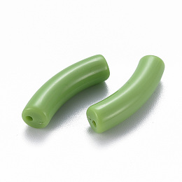 Honeyhandy Opaque Acrylic Beads, Curved Tube, Olive Drab, 32x9.5x8mm, Hole: 1.8mm, about 330pcs/500g