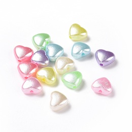 Honeyhandy Imitation Pearl Acrylic Beads, Heart, Mixed Color, 8.6x9x4.7mm, Hole: 1.5mm, about 2631pcs/500g