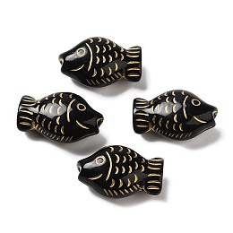 Opaque Acrylic Beads, Fish, Black, 21.5x14x9mm, Hole: 2mm, about: 330pcs/500g